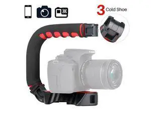 Handheld C-Shape Stabilizer with 3 Cold Shoe Mount for Camera Microphone Video Light Gopro and Other Accessories Handheld C-Shape Stabilizer with 3 Cold Shoe Mount for Camera Microphone Video Light Gopro and Other Accessories