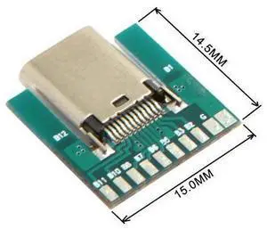 USB 3.1 Type C Female Socket Connector Plug SMT Type With PC Board DIY 24pin USB 3.1 Type C Female Socket Connector Plug SMT Type With PC Board DIY 24pin