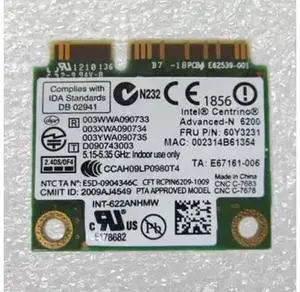 Int Centrino Advanced-N 6200 802.11abgn WiFi Card For Lenovo Thinkpad L410 L412 R400 SL410 SL510 X200 X201 Series,FRU 60y3231 Int Centrino Advanced-N 6200 802.11abgn WiFi Card For Lenovo Thinkpad L410 L412 R400 SL410 SL510 X200 X201 Series,FRU 60y3231