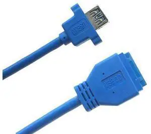 Câble USB carte mère 20 broches vers USB 3.0 femelle, câble de données avec montage sur panneau à vis et blindage tressé 50cm Câble USB carte mère 20 broches vers USB 3.0 femelle, câble de données avec montage sur panneau à vis et blindage tressé 50cm