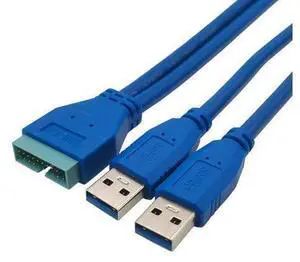 Câble USB 3.0 type A mâle, 25cm, 2 ports, pour carte mère ASUS, 20 broches Câble USB 3.0 type A mâle, 25cm, 2 ports, pour carte mère ASUS, 20 broches