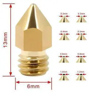 MAYBEMONDA 5PCS MK8 Brass Nozzle 0.2MM 0.3MM 0.4MM 0.5MM 0.6MM 0.8MM 1.0MM Extruder Print Head For 1.75MM 3D Printer MAYBEMONDA 5PCS MK8 Brass Nozzle 0.2MM 0.3MM 0.4MM 0.5MM 0.6MM 0.8MM 1.0MM Extruder Print Head For 1.75MM 3D Printer