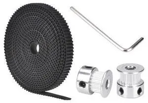 GT2 16 Teeth bore 5mm Pulley with 2m GT2-6mm Width Open timing Belt KIT For 3D Printer(4xM3 setscrews and 1xAllen Key GT2 16 Teeth bore 5mm Pulley with 2m GT2-6mm Width Open timing Belt KIT For 3D Printer(4xM3 setscrews and 1xAllen Key