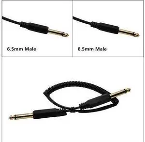 Câble Audio Mono mâle/mâle rétractable de 6.35mm, câble spiralé pour guitare et basse Câble Audio Mono mâle/mâle rétractable de 6.35mm, câble spiralé pour guitare et basse