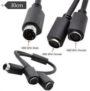 Câble adaptateur de données PS/2 PS2, Mini DIN, séparateur 6 broches, 0.3m Câble adaptateur de données PS/2 PS2, Mini DIN, séparateur 6 broches, 0.3m
