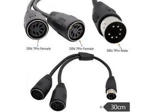 Adaptateur séparateur de câble MIDI DIN 7 broches, 0.3M, prise mâle à 2x prise femelle Adaptateur séparateur de câble MIDI DIN 7 broches, 0.3M, prise mâle à 2x prise femelle