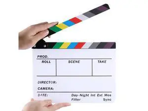 Colorful Director Clapperboard Movie Film Slate Clapper Board Cut Action Scene Colorful Director Clapperboard Movie Film Slate Clapper Board Cut Action Scene