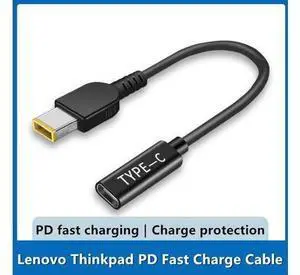 Câble de chargeur de type-c femelle à CC entièrement en cuivre pour Lenovo, connecteur d'alimentation mâle PD carré avec puce à Induction, modèle Thinkpad, 15cm Câble de chargeur de type-c femelle à CC entièrement en cuivre pour Lenovo, connecteur d'alimentation mâle PD carré avec puce à Induction, modèle Thinkpad, 15cm