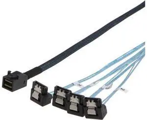 Internal HD Mini SAS (SFF-8643 Host) - 4X SATA (Target) Angle Cable, SFF-8643 for Controller, 4 Sata Connect to Hard Drive, 1M / 3.3 ft. Internal HD Mini SAS (SFF-8643 Host) - 4X SATA (Target) Angle Cable, SFF-8643 for Controller, 4 Sata Connect to Hard Drive, 1M / 3.3 ft.
