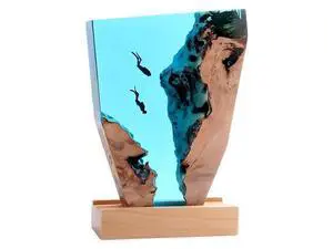 7.1 in Sea Diver Lamp, Free Diver Epoxy Resin Night Light with Wood Base, Ocean Effect, Bedroom Decor for Diving Lovers 7.1 in Sea Diver Lamp, Free Diver Epoxy Resin Night Light with Wood Base, Ocean Effect, Bedroom Decor for Diving Lovers