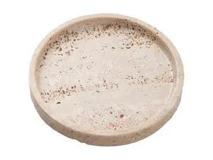 Round Travertine Vanity Tray 7.9 in, Stone Decorative Dish for Home, Beige Organizer for Jewelry, Kitchen, Bathroom and Living Room Round Travertine Vanity Tray 7.9 in, Stone Decorative Dish for Home, Beige Organizer for Jewelry, Kitchen, Bathroom and Living Room