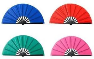 10 in Folding Fans with Black Ribs, 4 Colors - Red, Blue, Green, Rose Red, Line Dance Tai Chi Fans 10 in Folding Fans with Black Ribs, 4 Colors - Red, Blue, Green, Rose Red, Line Dance Tai Chi Fans