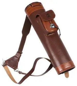Compound Bow Quiver, Pu Leather, Cylindrical Arrow Holder, Dark Brown, Adjustable Shoulder Strap, Metal Buckle, Outdoor Hunting, Archery Compound Bow Quiver, Pu Leather, Cylindrical Arrow Holder, Dark Brown, Adjustable Shoulder Strap, Metal Buckle, Outdoor Hunting, Archery