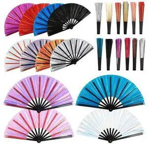 12 Pcs Holographic Folding Hand Fan, Iridescent Rave Fans, Club Party Favors, 24 X 1.6 X 13 in PVC Fans, for Women Men 12 Pcs Holographic Folding Hand Fan, Iridescent Rave Fans, Club Party Favors, 24 X 1.6 X 13 in PVC Fans, for Women Men
