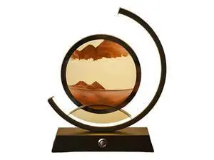Sand Art Light Table Lamp, Round Dimmable DIY Flowing Sand Picture, Black Frame with Remote & Touch Control, Relaxing Desktop Decor, 9.8X11.4X3.5 in Sand Art Light Table Lamp, Round Dimmable DIY Flowing Sand Picture, Black Frame with Remote & Touch Control, Relaxing Desktop Decor, 9.8X11.4X3.5 in