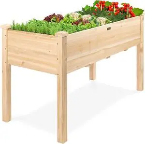 Best Choice Products - Jardinera elevada de madera con soporte para patio, balcón y jardín, con revestimiento, 48 x 24 x 30 pulgadas, capacidad de 200 libras, color natural Best Choice Products - Jardinera elevada de madera con soporte para patio, balcón y jardín, con revestimiento, 48 x 24 x 30 pulgadas, capacidad de 200 libras, color natural