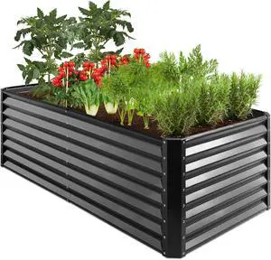 Cama de jardín elevada de metal para exteriores de 6 x 3 x 1 pies, maceta de raíces profundas para verduras, flores, hierbas, capacidad de 269 galones, materiales 100% no tóxicos, color gris Cama de jardín elevada de metal para exteriores de 6 x 3 x 1 pies, maceta de raíces profundas para verduras, flores, hierbas, capacidad de 269 galones, materiales 100% no tóxicos, color gris