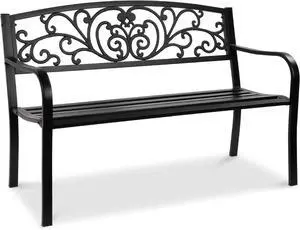 Mejor Elección Productos 50 in patio parque banco de jardín patio marco de acero inoxidable muebles al aire porche silla, L, Negro Mejor Elección Productos 50 in patio parque banco de jardín patio marco de acero inoxidable muebles al aire porche silla, L, Negro