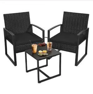 Outdoor courtyard wicker three-piece sofa chair and coffee table set Outdoor courtyard wicker three-piece sofa chair and coffee table set