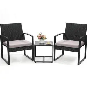 Outdoor courtyard woven sofa - Garden terrace villa woven chair and coffee table set - Three-piece set for leisure tea table set Outdoor courtyard woven sofa - Garden terrace villa woven chair and coffee table set - Three-piece set for leisure tea table set