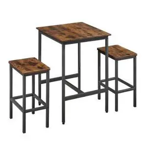 Industrial style metal bar tables and chairs. Outdoor and indoor dual-purpose bar table and dining furniture. Durable and slip-resistant high-legged stools set. Industrial style metal bar tables and chairs. Outdoor and indoor dual-purpose bar table and dining furniture. Durable and slip-resistant high-legged stools set.