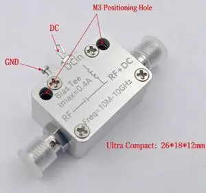 10M-10G RF blocking rectifier SMA DC feed Bias Tee coaxial biaser 400mA 10M-10G RF blocking rectifier SMA DC feed Bias Tee coaxial biaser 400mA
