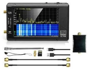tinySA ULTRA handheld spectrum analyzer with 4-inch touch screen, capable of generating high-frequency output signals ranging from 100 kHz to 5.3 GHz. tinySA ULTRA handheld spectrum analyzer with 4-inch touch screen, capable of generating high-frequency output signals ranging from 100 kHz to 5.3 GHz.