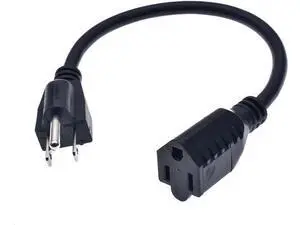 Short Power Extension Cord ,16AWG/13A,Outlet Saver, 3 Prong Male Plug to Female Socket Heavy Duty Power Extension Cable(1FT/0.3M) Short Power Extension Cord ,16AWG/13A,Outlet Saver, 3 Prong Male Plug to Female Socket Heavy Duty Power Extension Cable(1FT/0.3M)