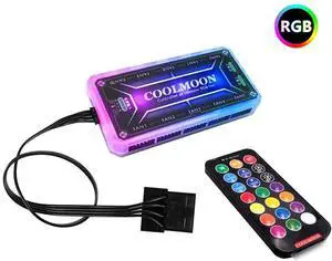 COOLMOON CPU Cooling Fan with RGB LED Lamp PC Cooler Computer Case PC Cooling Fan Controller, Remote Control COOLMOON CPU Cooling Fan with RGB LED Lamp PC Cooler Computer Case PC Cooling Fan Controller, Remote Control