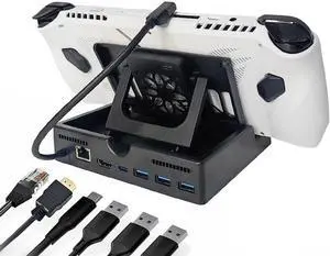 Docking Station with Cooling Fan for ROG Ally/Steam Deck, Charging Dock Heat Sink with HDMI 2.0 4K@60Hz & Fast Charging & Gigabit Enternet & & USB 3.0 Port for Rog Ally Game Console (6 in 1) Docking Station with Cooling Fan for ROG Ally/Steam Deck, Charging Dock Heat Sink with HDMI 2.0 4K@60Hz & Fast Charging & Gigabit Enternet & & USB 3.0 Port for Rog Ally Game Console (6 in 1)