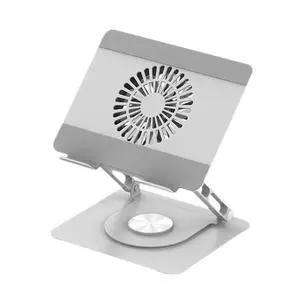 Carbon steel strip fan notebook stand, rotatable and adjustable for height, with cooling function, foldable and portable, for enhancing the height of the office desk. Carbon steel strip fan notebook stand, rotatable and adjustable for height, with cooling function, foldable and portable, for enhancing the height of the office desk.