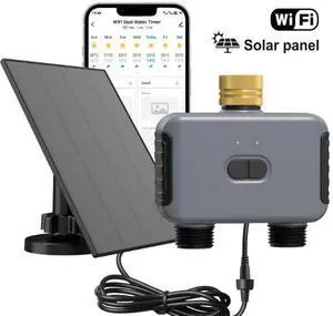 WiFi intelligent dual-channel water valve controller - intelligent garden watering device - mobile phone timed water valve irrigation tool WiFi intelligent dual-channel water valve controller - intelligent garden watering device - mobile phone timed water valve irrigation tool