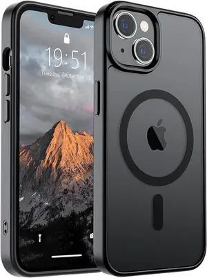 Magnetic for iPhone 14 Case & iPhone 13 Case (Compatible with MagSafe)(Military Grade Drop Protection) Translucent Matte Shockproof Phone Cover,Black Magnetic for iPhone 14 Case & iPhone 13 Case (Compatible with MagSafe)(Military Grade Drop Protection) Translucent Matte Shockproof Phone Cover,Black