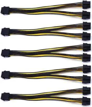 5-Pack PCI-E 8Pin to 2X 8 Pin (6+2) Power Splitter Cable for PCIE PCI Express Image Card Y - Splitter Extension Cable 5-Pack PCI-E 8Pin to 2X 8 Pin (6+2) Power Splitter Cable for PCIE PCI Express Image Card Y - Splitter Extension Cable