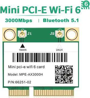 Mini PCIE Wi-Fi 6 Bluetooth 5.0 MPE-AX3000 WifI Card Wireless Dual Band 3000Mbps Half Mini PCI-E Network Wlan WIFI Card, 802.11ax/ac 2.4Ghz/5Ghz Adapter MU-MIMO,OFDMA, Windows 10 64bit For laptop Mini PCIE Wi-Fi 6 Bluetooth 5.0 MPE-AX3000 WifI Card Wireless Dual Band 3000Mbps Half Mini PCI-E Network Wlan WIFI Card, 802.11ax/ac 2.4Ghz/5Ghz Adapter MU-MIMO,OFDMA, Windows 10 64bit For laptop