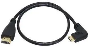 50cm (19.6 Inch) Left Angle Mini HDMI Male to Standard HDMI Male High Speed Cable, Gold-Plated Contacts, Black 50cm (19.6 Inch) Left Angle Mini HDMI Male to Standard HDMI Male High Speed Cable, Gold-Plated Contacts, Black