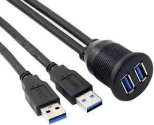 FVH 1m Waterproof Dual USB 3.0 Extension AUX Flush Mount Car Mount Extension Cable for Dashboard Panel U3-383-2P-1.0M FVH 1m Waterproof Dual USB 3.0 Extension AUX Flush Mount Car Mount Extension Cable for Dashboard Panel U3-383-2P-1.0M