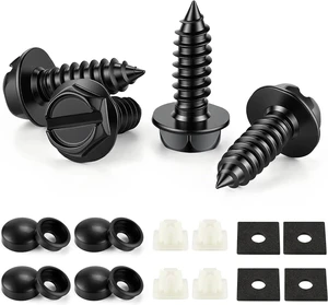Tornillos de matrícula inoxidables para asegurar marcos y cubiertas de matrícula en automóviles y camiones, 4 juegos de pernos de montaje autorroscantes de acero inoxidable de alta calidad Tornillos de matrícula inoxidables para asegurar marcos y cubiertas de matrícula en automóviles y camiones, 4 juegos de pernos de montaje autorroscantes de acero inoxidable de alta calidad