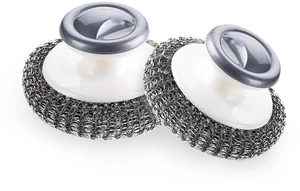 2Pcs Stainless Steel Scrubber with Handle, Steel Wool Scrubber Tool for Cleaning Dishes, Scrubbing Scouring Brush Pad for Kitchen Pots, Pans, Sink 2Pcs Stainless Steel Scrubber with Handle, Steel Wool Scrubber Tool for Cleaning Dishes, Scrubbing Scouring Brush Pad for Kitchen Pots, Pans, Sink