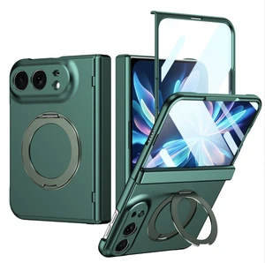 Applicable to Apple foldable phone cases. iPhoneDuo shell and membrane integrated 360-degree rotating stand with magnetic phone protection cover. green Applicable to Apple foldable phone cases. iPhoneDuo shell and membrane integrated 360-degree rotating stand with magnetic phone protection cover. green