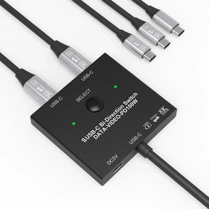 Bi-Directional 8K USB C Switch, 2 Port USB-C KVM Switch Splitter 8K@60Hz 4K@120Hz, Support 100W Charging 10Gbps Data Video Transfer with 2 USB-C Cables for 2 Computers Bi-Directional 8K USB C Switch, 2 Port USB-C KVM Switch Splitter 8K@60Hz 4K@120Hz, Support 100W Charging 10Gbps Data Video Transfer with 2 USB-C Cables for 2 Computers