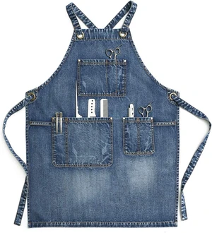 Delantal de mezclilla con bolsillos para mujer y hombre - Estilo de lavado | Ajustable S a XXL, Azul mezclilla Delantal de mezclilla con bolsillos para mujer y hombre - Estilo de lavado | Ajustable S a XXL, Azul mezclilla
