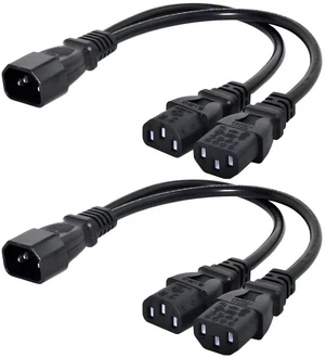 WRIARICH 2 Pack IEC C14 Male to Dual C13 Female Y Splitter Power Cord 10A 250V for PC Monitor PDU Printer Server Chassis WRIARICH 2 Pack IEC C14 Male to Dual C13 Female Y Splitter Power Cord 10A 250V for PC Monitor PDU Printer Server Chassis