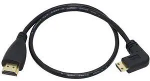 50cm (19.6 Inch) Left Angle Mini HDMI Male to Standard HDMI Male High Speed Cable, Gold-Plated Contacts, Black 50cm (19.6 Inch) Left Angle Mini HDMI Male to Standard HDMI Male High Speed Cable, Gold-Plated Contacts, Black