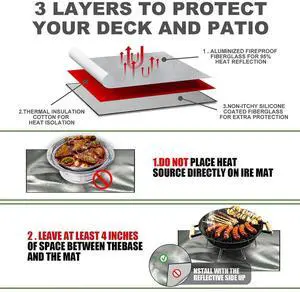 Heat Resistant Grill Mat Easy To Clean 100cmx100cm Square Fire Pit Mat Fire Retardant Base Pad for Grass Outdoor for Deck Patio Heat Resistant Grill Mat Easy To Clean 100cmx100cm Square Fire Pit Mat Fire Retardant Base Pad for Grass Outdoor for Deck Patio