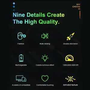 2.4GHz Rechargeable RGB Mouse for Computer Gamer PC Laptop Desktop Adjustable DPI Mute Ergonomic Gaming Office Mice 2.4GHz Rechargeable RGB Mouse for Computer Gamer PC Laptop Desktop Adjustable DPI Mute Ergonomic Gaming Office Mice