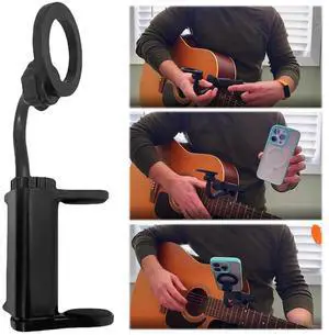 Magnetic Mobile Phone Mount Cell Phone Stand Clamp for 6-8.8cm Thick Guitars/Ukulele for Live Streaming and Hands-Free Videos Magnetic Mobile Phone Mount Cell Phone Stand Clamp for 6-8.8cm Thick Guitars/Ukulele for Live Streaming and Hands-Free Videos