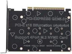 PCIE Express 5.0 Gen5 Gen4 X16 Detachable Bifurcation Raid Card To 4X NVME M.2 NGFF SSD Expansion Card Hard Drive Converter PCIE Express 5.0 Gen5 Gen4 X16 Detachable Bifurcation Raid Card To 4X NVME M.2 NGFF SSD Expansion Card Hard Drive Converter