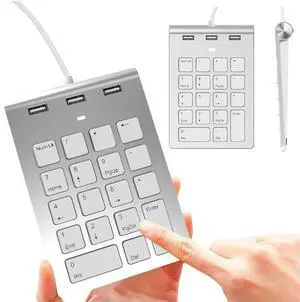 USB & Type C Wired Mini Numeric Keypad with 3 USB2.0 Port Hub 18 Keys Digital Keyboard Numpad for Laptop Computer Desk PC USB & Type C Wired Mini Numeric Keypad with 3 USB2.0 Port Hub 18 Keys Digital Keyboard Numpad for Laptop Computer Desk PC