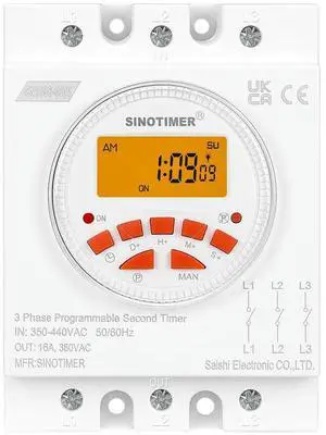 CN109S-380V LCD Display 3 Phases 7 Days Programmable Timer Switch with 1 Second Interval Time Controller CN109S-380V LCD Display 3 Phases 7 Days Programmable Timer Switch with 1 Second Interval Time Controller